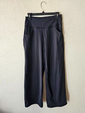 Promover Womens Black Wide-Leg Yoga Pants With Pockets Size M